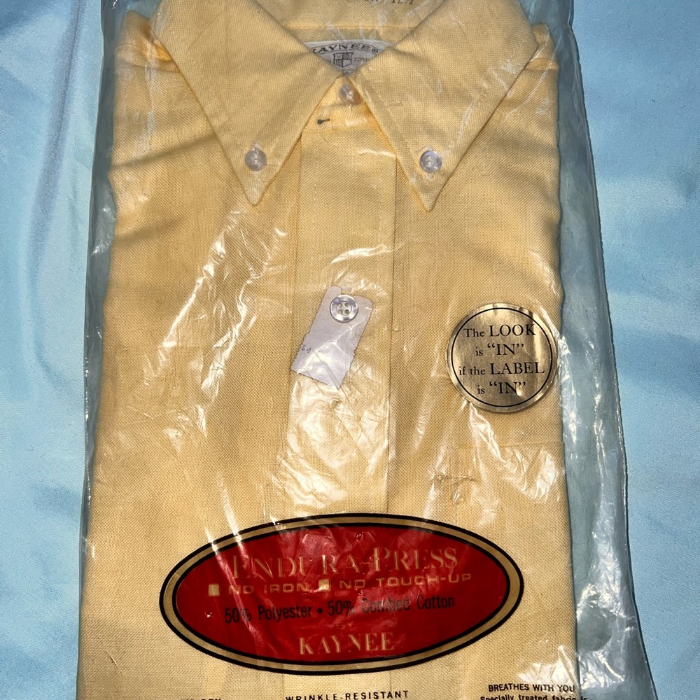 NEW VTG Kaynee Endura-Press Boy’s Dress Shirt Long Sleeve Button Down Yellow 12